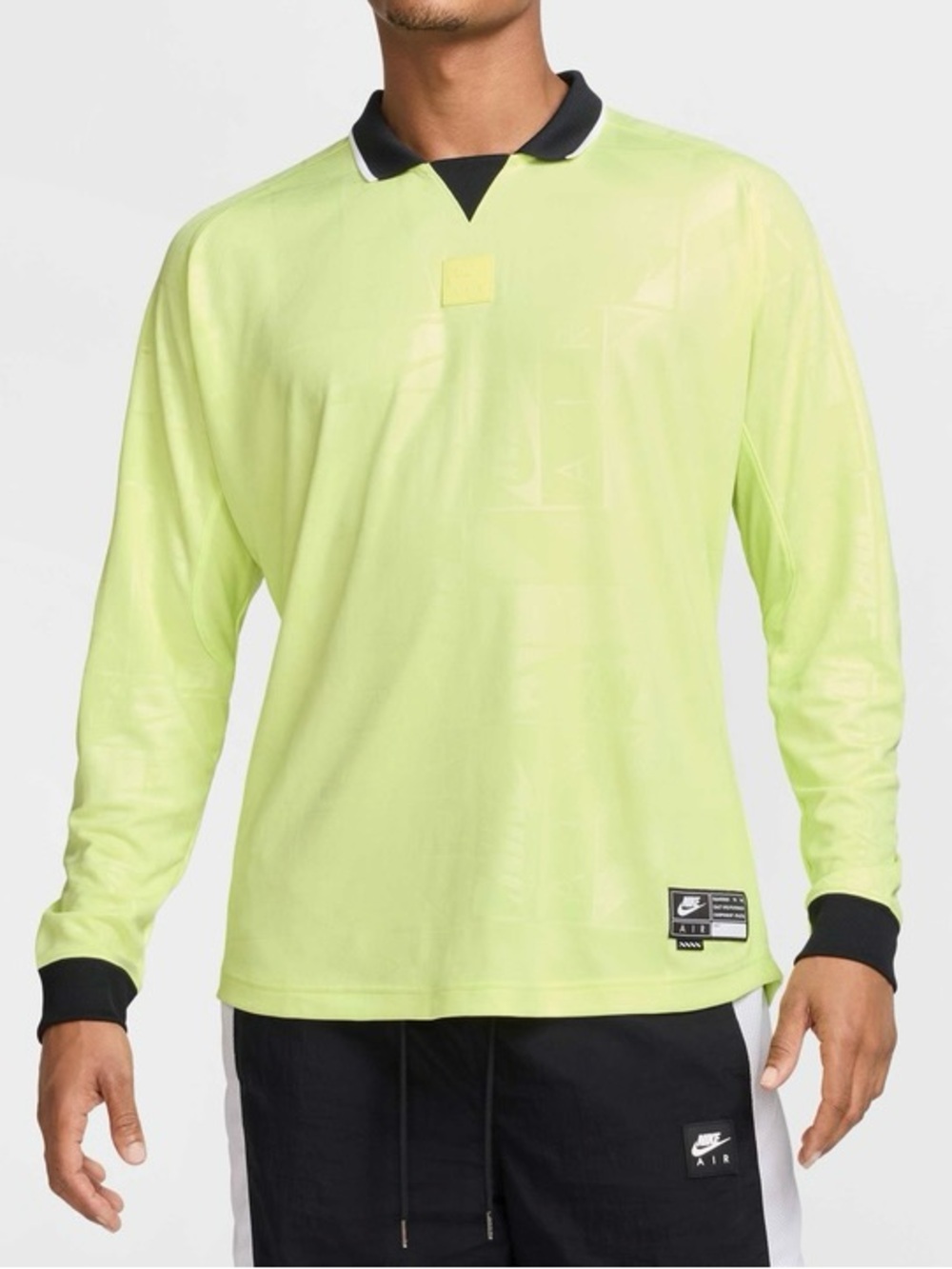 NWT $80 Nike Air Men's Long-Sleeved Collar Shirt XL Lemon Yellow Green